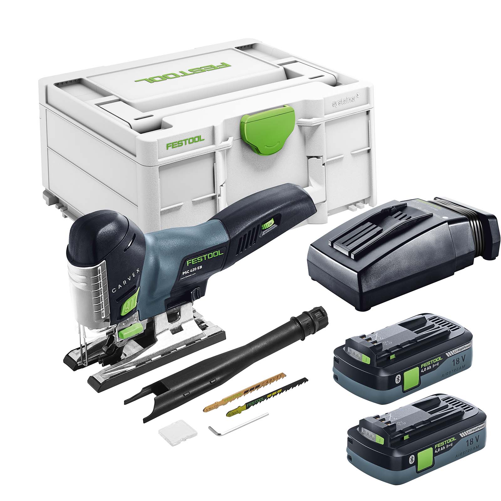 Festool CARVEX PSC 420 18v Cordless Brushless Jigsaw 2 x 4ah Li-ion Battery Charger Case